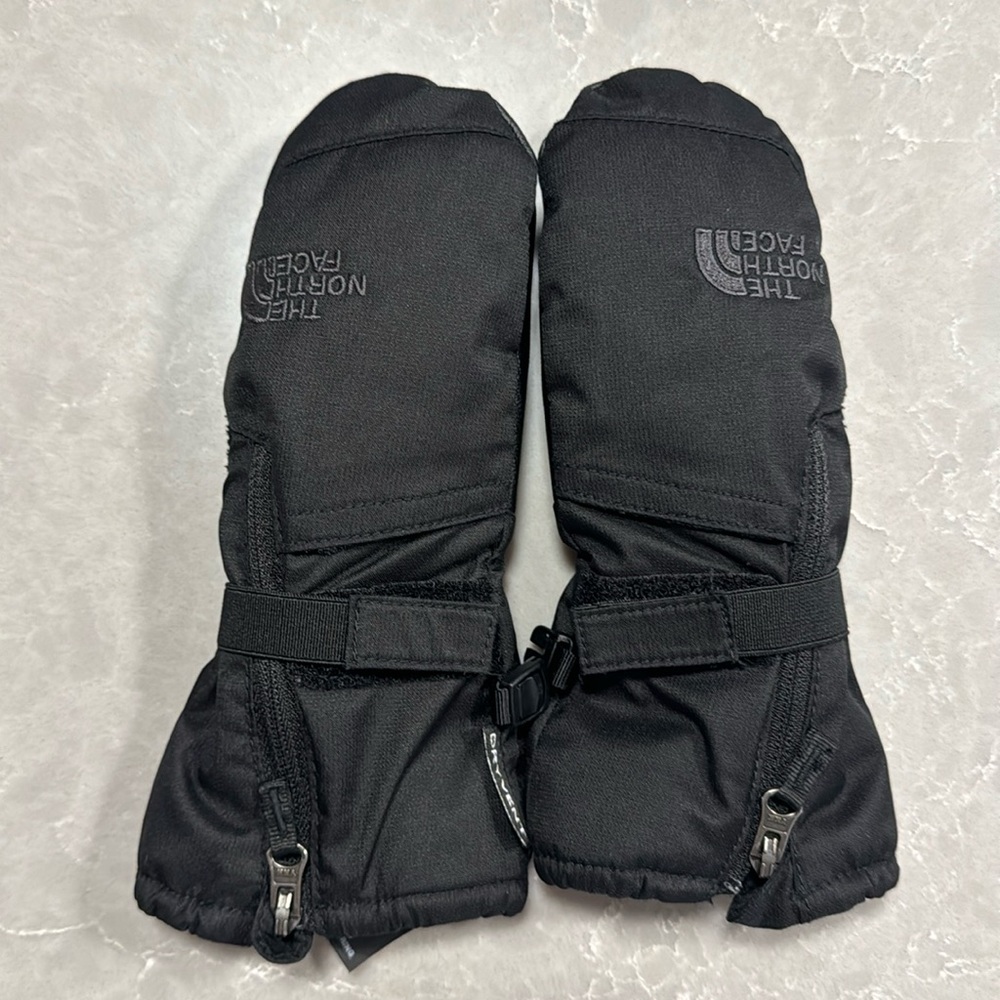 The North Face 3T black waterproof toddler kids boys girls mittens with zippers
